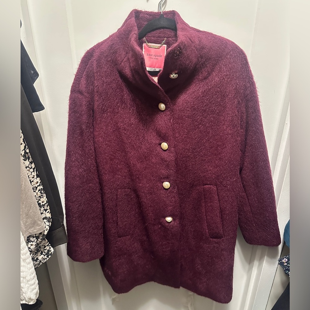 Kate Spade Red and Gold Tailored Pea Coat